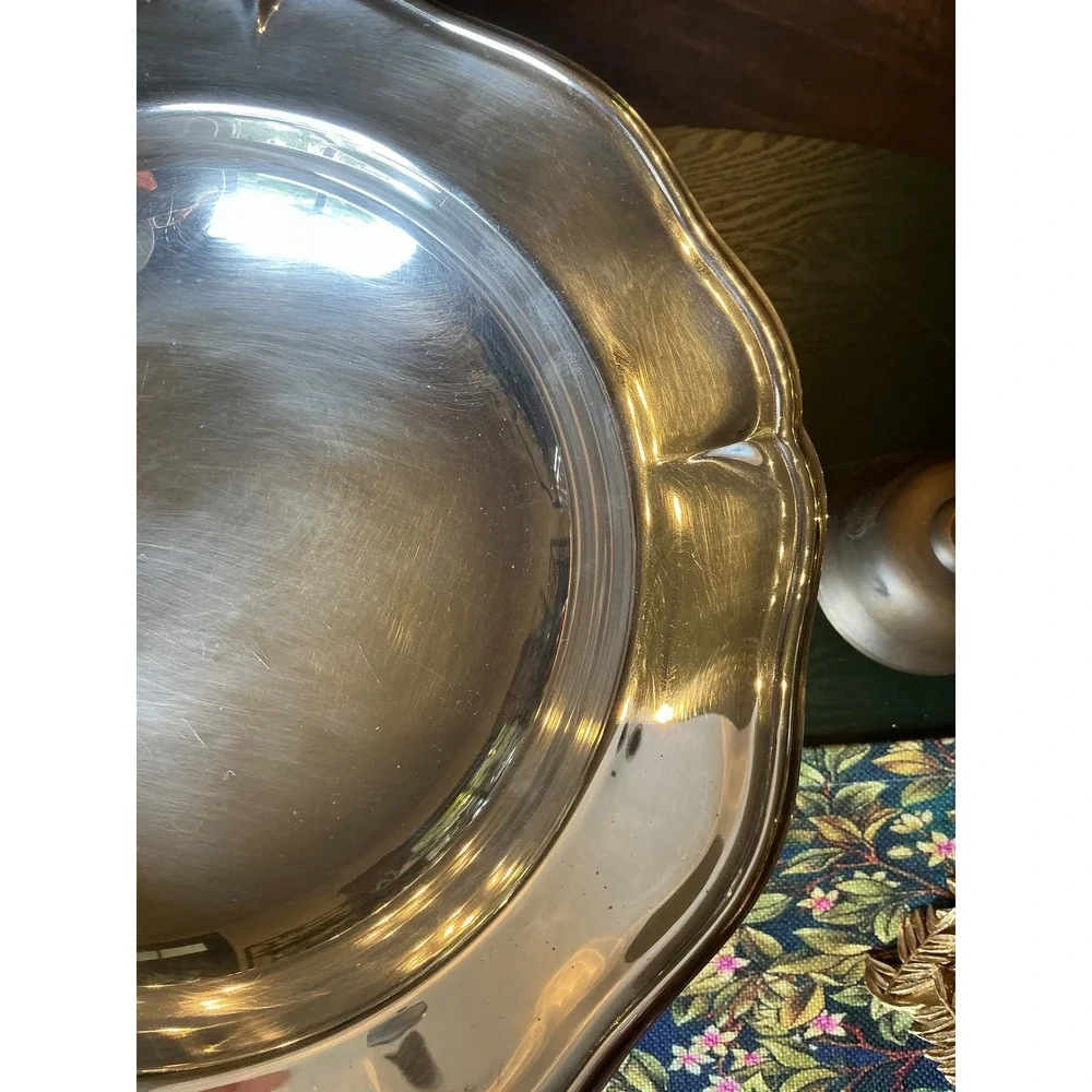 Vintage Sheridan Silver Plated‎ Scalloped Rim Round 12